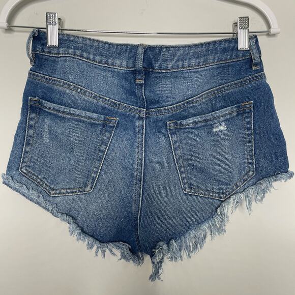 PacSun Bullhead High Rise Festival Short Cut off Denim Distressed Shorties 25 - Picture 4 of 8